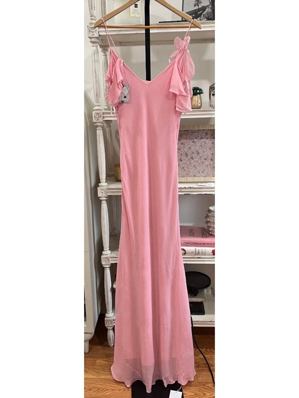 Self-Portrait $615 Georgette Flower Maxi Dress Size 6 US Slip Y2K Ruffle - Picture 7 of 9